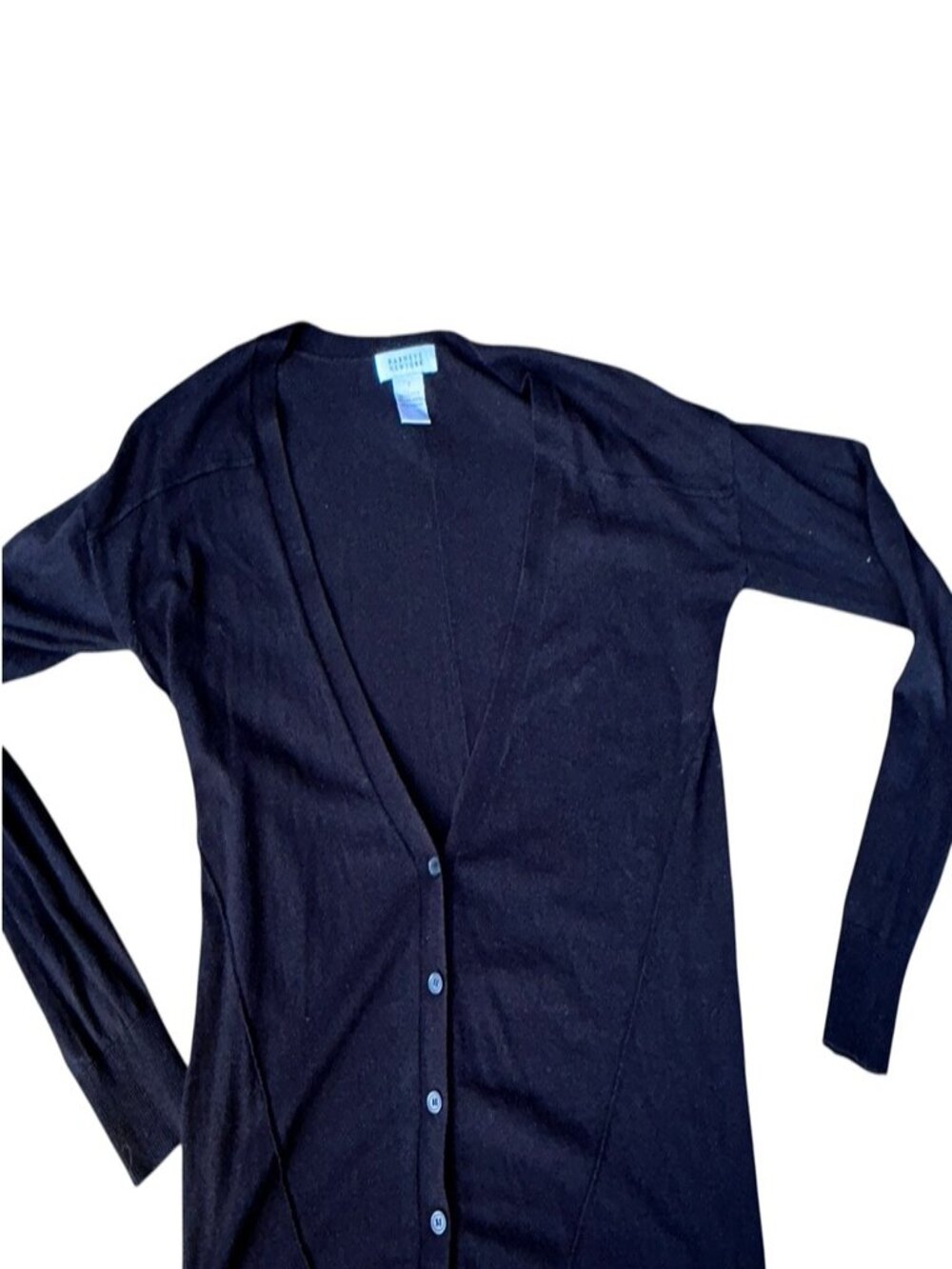 Barneys New York black long cotton blend cardigan sweater S